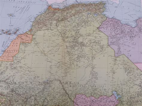 1920 Northwest Africa Extra Large Original Antique Map Showing Railways
