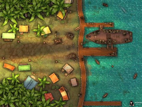 Jungle Dock ⋆ Angela Maps Battle Maps For Dandd And Other Rpgs Map