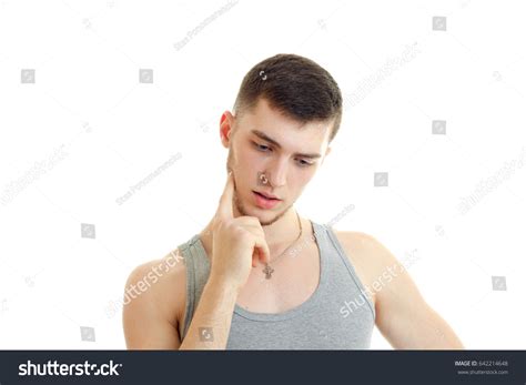Young Brooding Guy Looks Down Keeps Stock Photo 642214648 Shutterstock