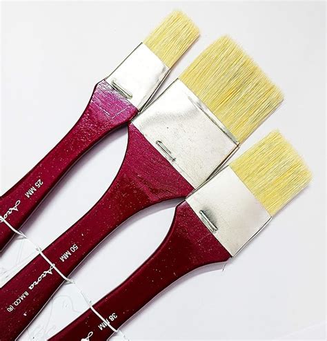 Arora Long Handle Artist Quality Flat Hog Hair Paint Brush Set Of 1