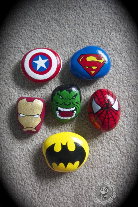 Hero Painted Rocks Captain America Batman Spiderman