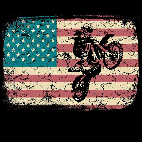 Cool American Flag Motocross Tee For Riders Saying Tshirt Design Racing
