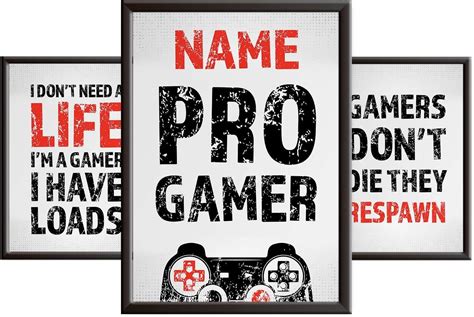 Personalised Gaming Posters For Boys Bedrooms Pro Gamer Quote Sign