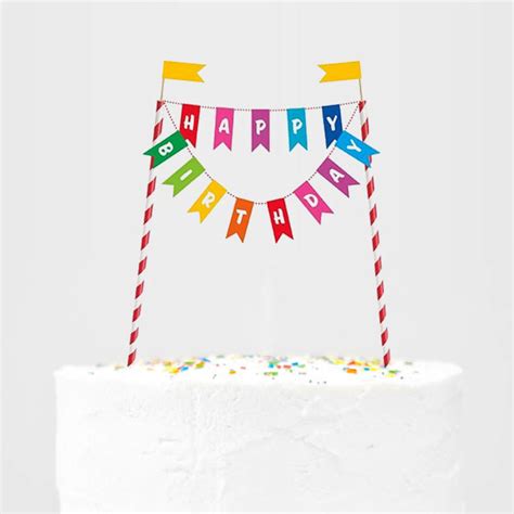 Rainbow Bunting Birthday Cake Topper The Balloon Shop