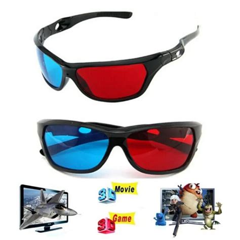 Universal 3d Plastic Glasses Red Blue Black Frame For Dimensional Anaglyph Tv Movie Dvd Game In