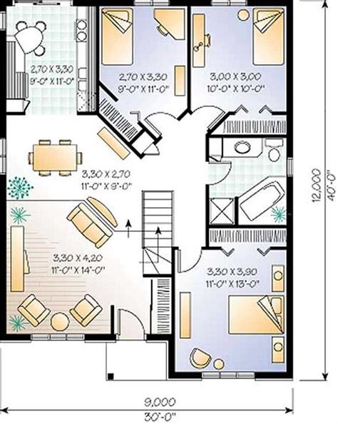Small European Bungalow Floor Plan 3 Bedroom 1131 Sq Ft