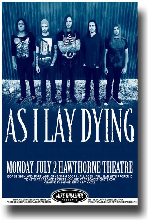 As I Lay Dying Poster Concert Blu Hawth 11 X 17 USA SameDay Shipping