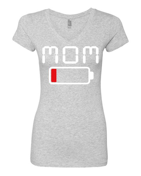 Exhausted Mom Low Battery Womens V Neck T Shirt Mothers Day Low