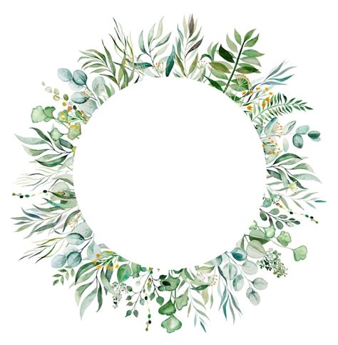Premium Photo Watercolor Botanical Green Leaves Frame Illustration