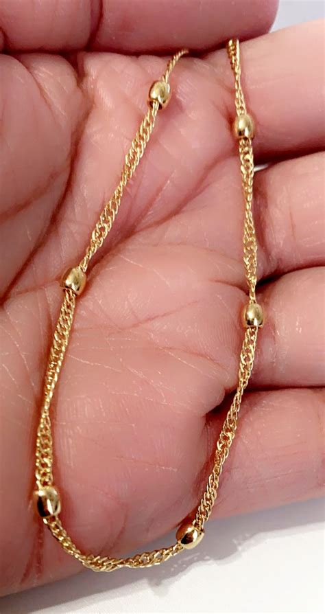 18k Gold Filled Anklet Chain Gold Layering Anklet Dainty Etsy Uk