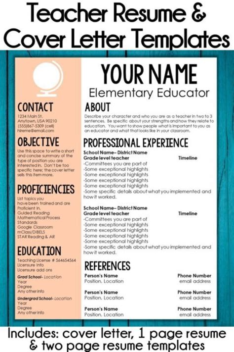 Teacher Resume Template Tales From Outside The Classroom