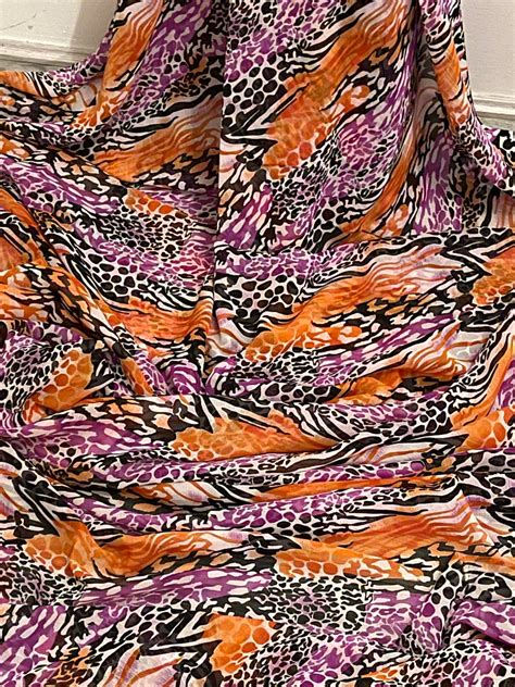 1m Multi Coloured Animal Print Chiffon Dress Fabric 58 Etsy