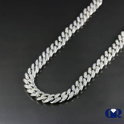 14k White Gold Diamond Miami Cuban Chain Necklace 22 11 Mm 1765 Ct