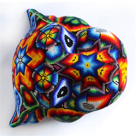 Cabeza de Jaguar Pieza única Arte Huichol AHF 00057