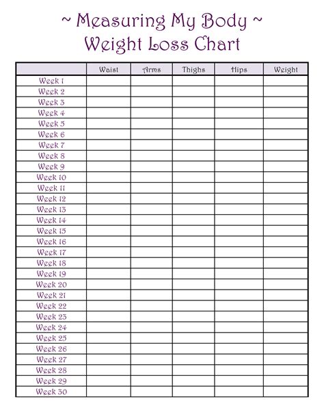 Weight Loss Log Sheet Printable