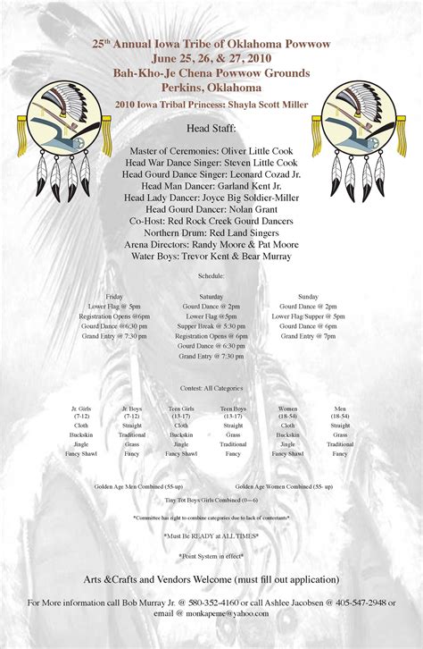 25th Annual Iowa Tribe Of Oklahoma Pow Wow Flyer The Cherokee One Feather