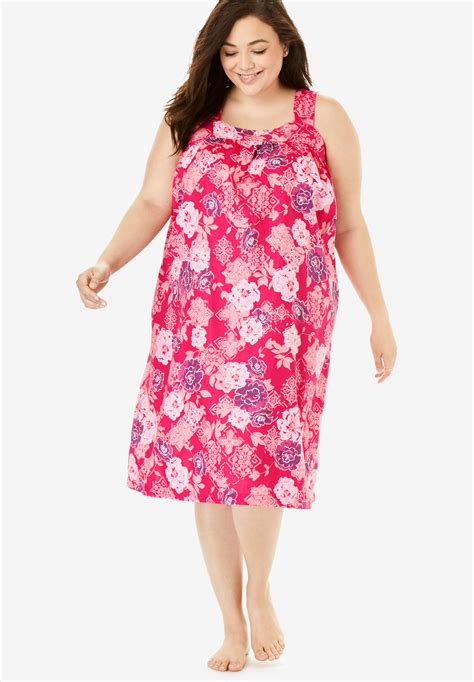 Print Sleeveless Square Neck Lounger By Dreams And Co Plus Size Lounge