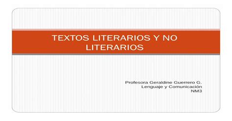 Textos Literarios Y No Literarios Stlscl Mediolenguajenm3