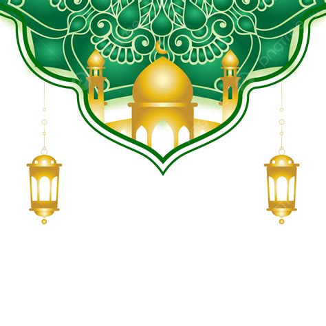 Decoration Islam Green With Gold Decoration Islamic Maulid Nabi