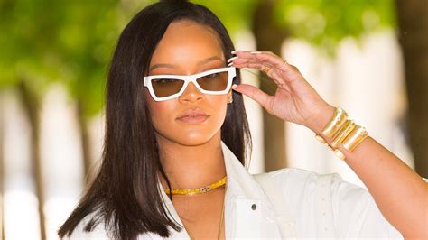 rihanna makes wearing white sunglasses indoors look cool stylecaster