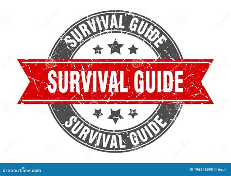 Survival Guide Round Stamp With Ribbon Label Sign Stock Vector