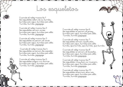Cancion De Los Esqueletos Letra Canciones Thing 1 Clase De Español