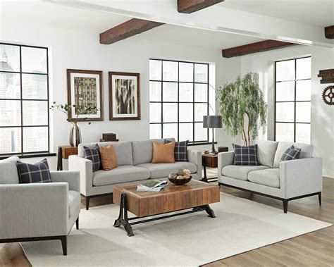 Apperson Cushioned Back Sofa Light Grey Coaster Fine Furniture
