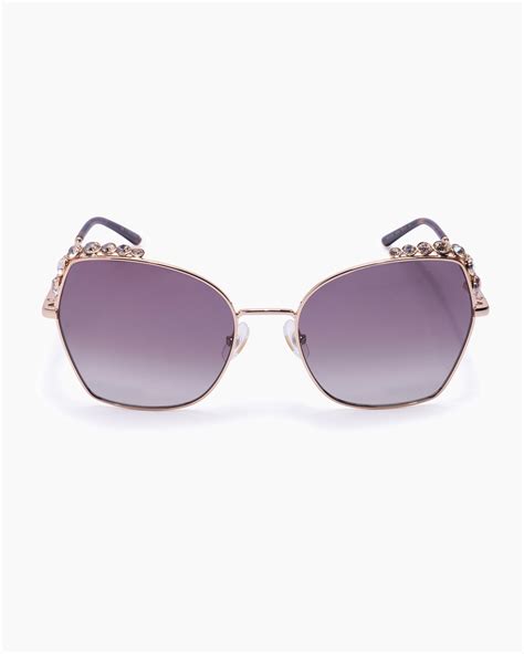 crystal embellished oversized round metal sunglasses sunglasses carolina herrera
