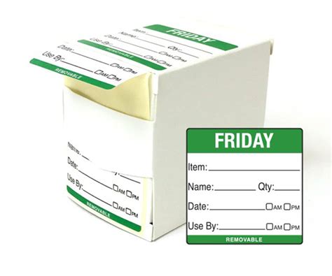 Friday 50x50mm Food Rotation Labels — Licensed Trade Supplies