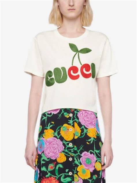 Shop Gucci Cherry Logo Print T Shirt With Express Delivery Farfetch