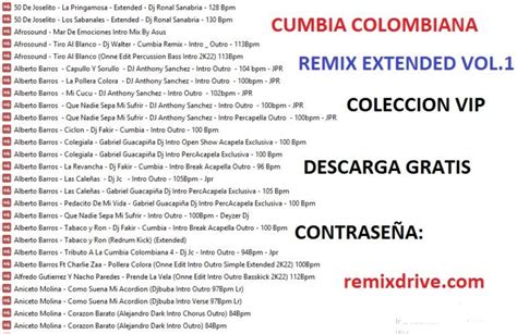 Pack De Cumbia Colombiana Remix Extended Septiembre 2023 Utilidades