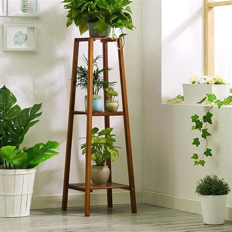 Magshion Bamboo Tall Plant Stand Pot Holder Small Space Table 3 Tier
