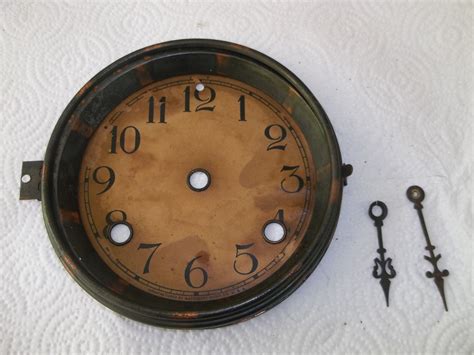 Antique Waterbury Mantle Shelf Clock Dial Face Hands Parts Antique