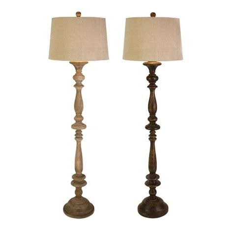 Jackson bronze and wood grain arc floor lamp. Wood Floor Lamp - - Solid turned wood base floor lamps feature beautiful finishes and linen bell ...