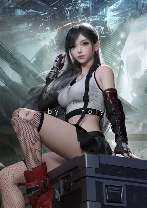 CGi Digital Art Fantasy Girl Long Hair Yoly Tifa Lockhart Final Fantasy