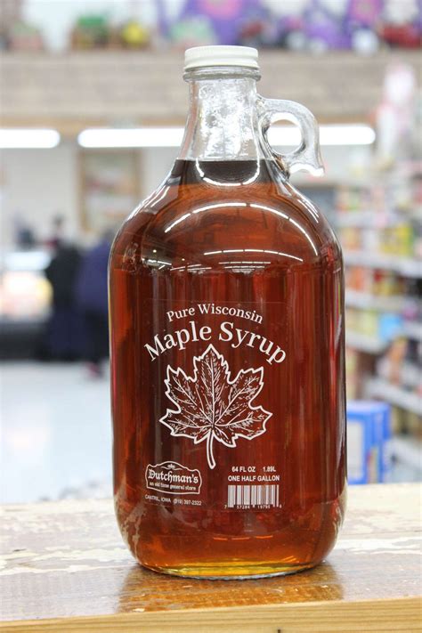 Dutchmans Pure Wisconsin Maple Syrup Half Gallon Glass Jug Dutchman