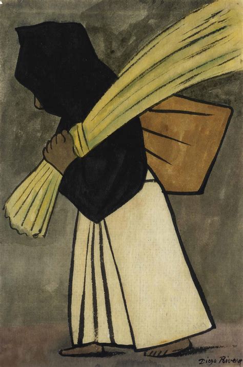 Diego Rivera Mexican 1886 1957 Mujer Cargando Un Bulto Y Paja Christies