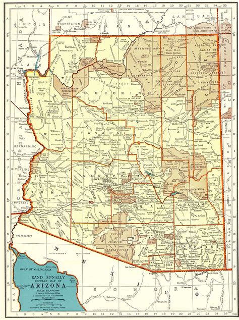 1937 Antique ARIZONA State Map of Arizona Gallery Wall Art | Etsy | Arizona map, Arizona state ...