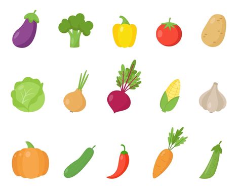 Conjunto De Verduras De Dibujos Animados Coloridos Recogida De
