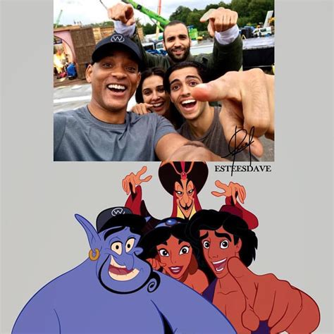 El Selfie De Los Protagonistas Del Remake De Aladdin Recreado Con Los Personajes De La
