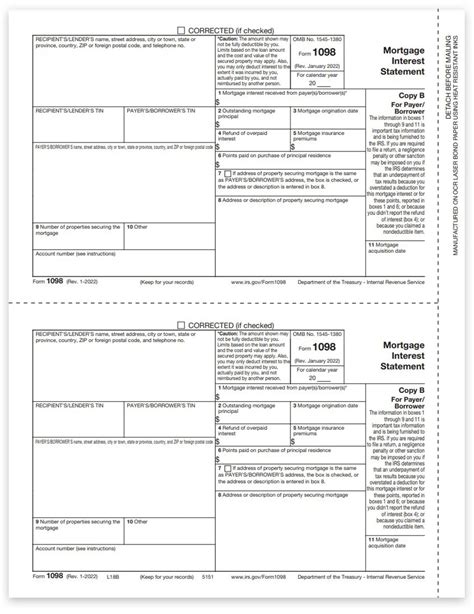 1098 Tax Forms For Mortgage Interest Copy B