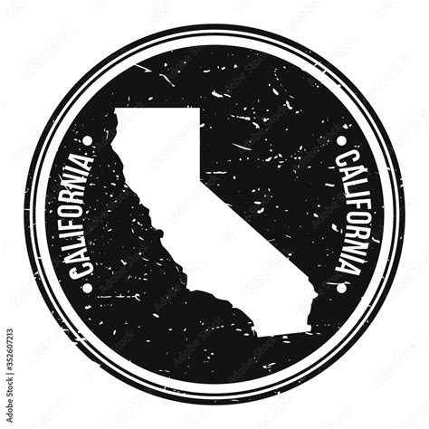 California Usa Map Symbol Round Design Stamp Travel And Business Stock