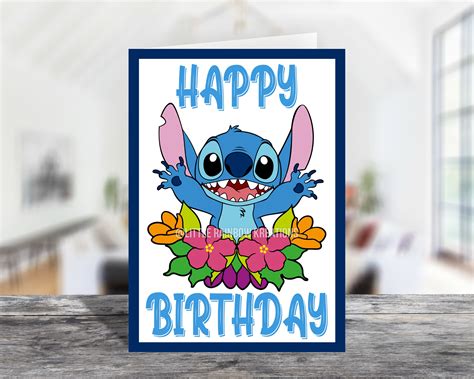 Stitch Happy Birthday Card Etsy Sweden