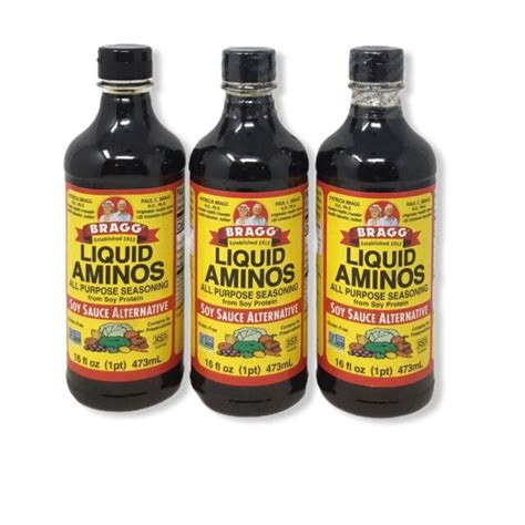 Lot Of 3 Bragg Natural Liquid Aminos Natural Soy Sauce Alternative