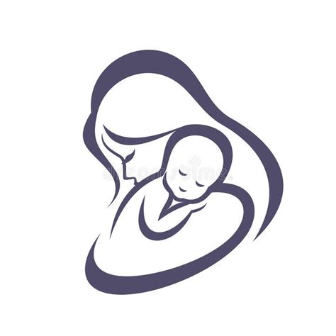 Mother And Baby Stylized Vector Symbol Mom Huges Her Child Logo