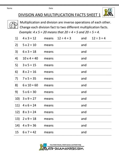 Math Division Grade 3 Division Worksheet With Remainders Year 3