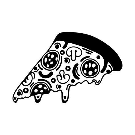 Slice Of Pizza Vector Icon Hand Drawn Simple Doodle Isolated On White