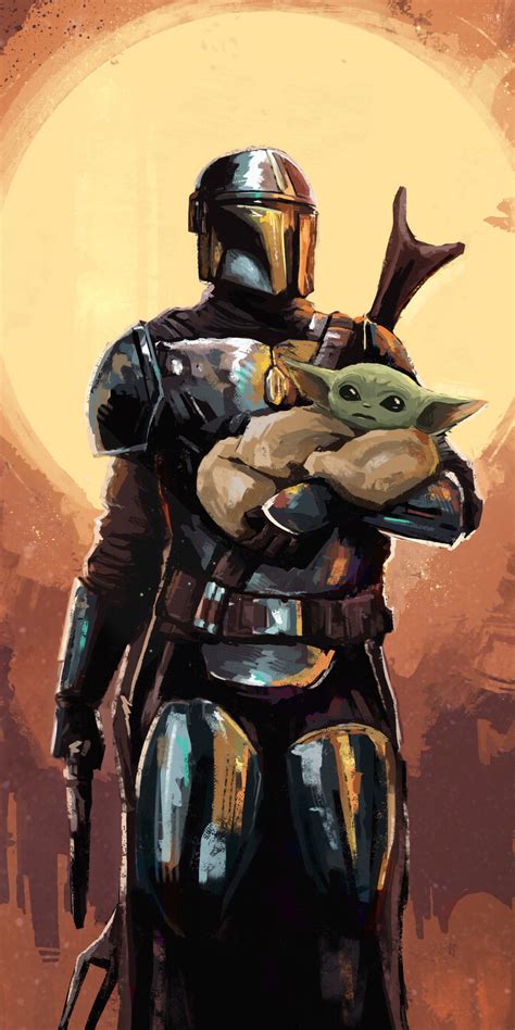 1080x2160 Resolution The Mandalorian And Baby Yoda Art One Plus 5t