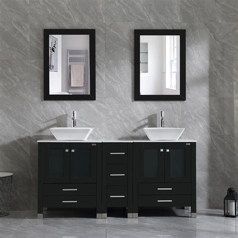 Wonline 60 Homes And Bathroom 60inch Modern Wood Cabinet With Marble