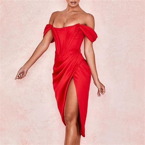 Sexy Party Dress Sexy Dress Red Corset Dress Red Satin Dress Corset Dresses Prom Dress